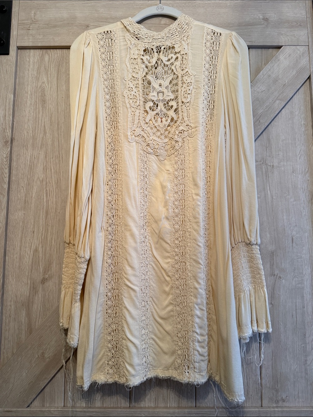 Free People Cream Lace Boho Long Sleeve Dress